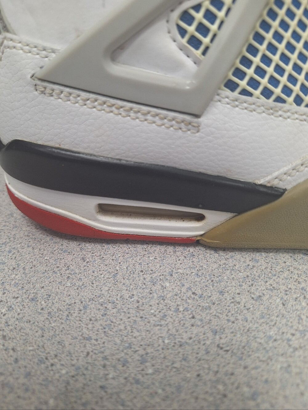 Jordan White Leather Retro 4 with Red and Blue Accents - Picture 6 of 10